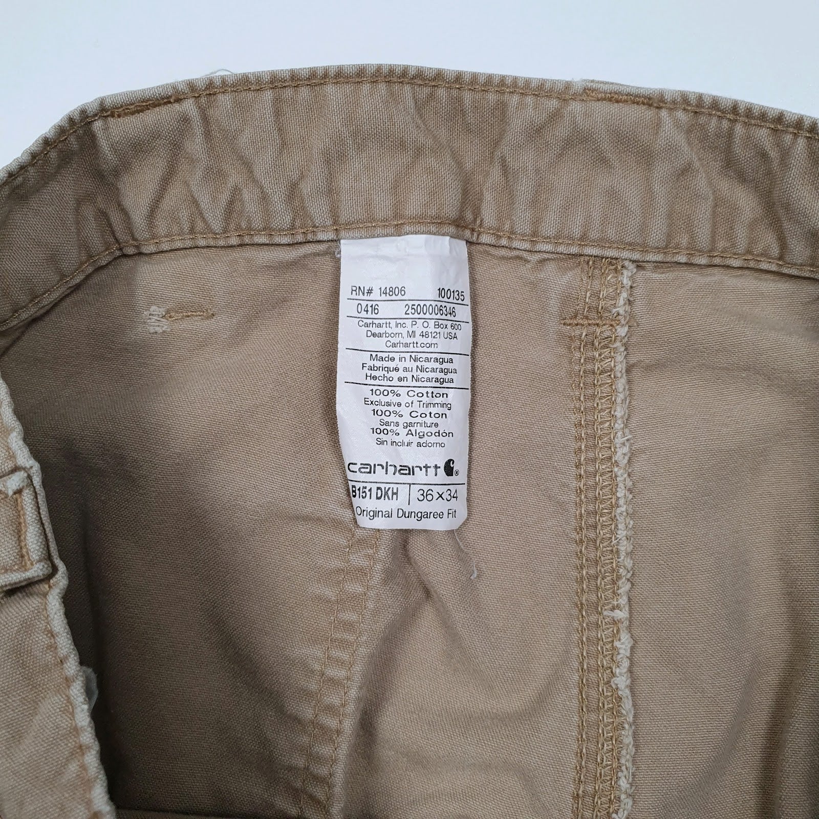Mens Beige Carhartt B151  Trousers