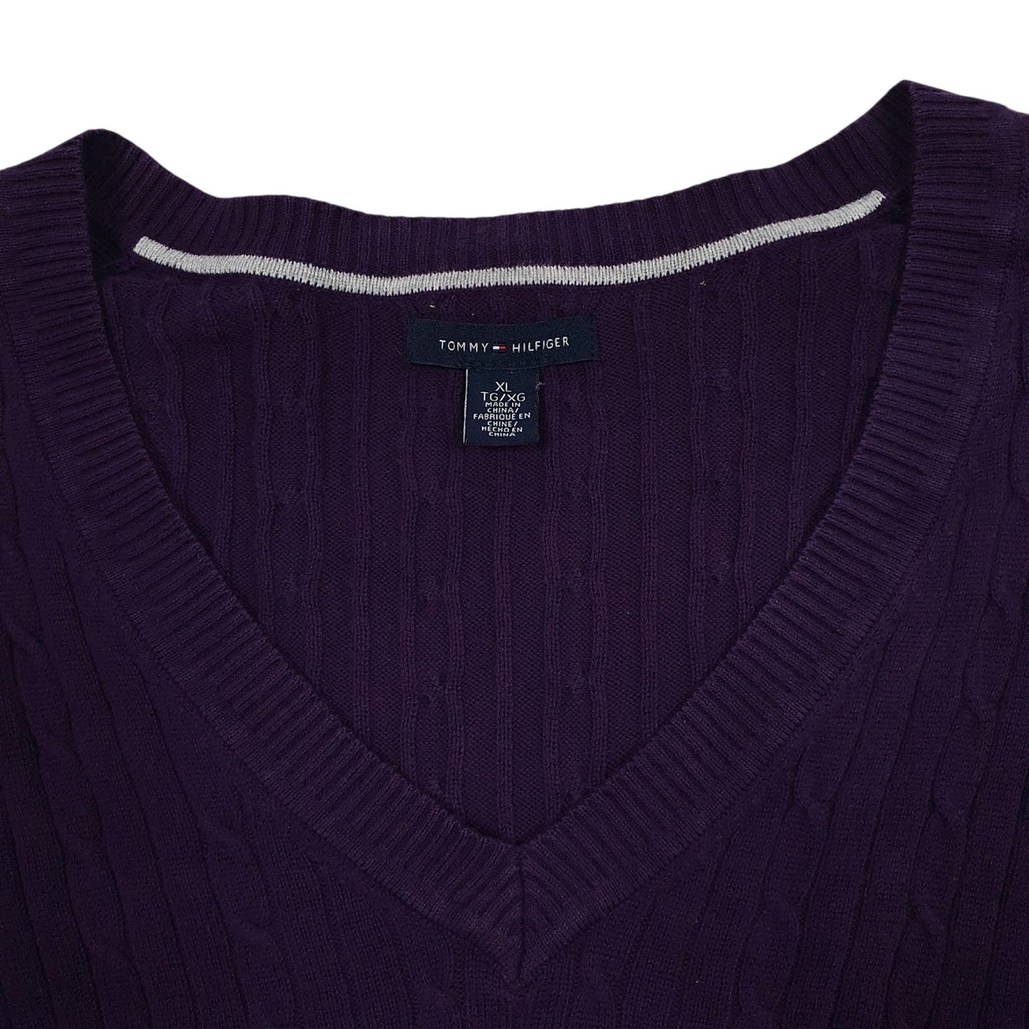 Womens Purple Tommy Hilfiger Cable Knit Crewneck Jumper