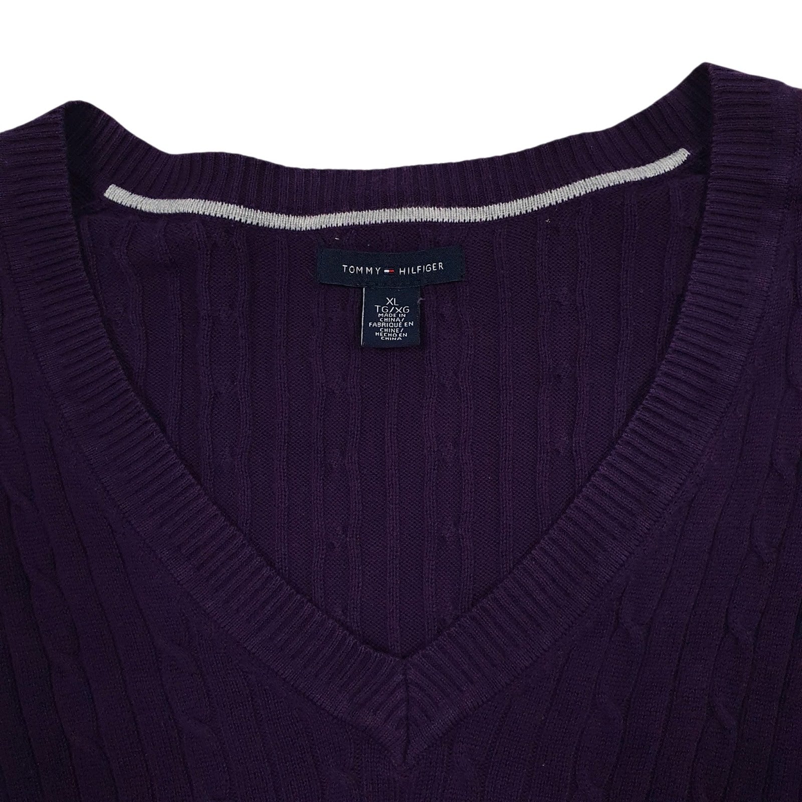 Womens Purple Tommy Hilfiger Cable Knit Crewneck Jumper