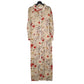 Womens Beige  Vintage Sheer Floral Print Long Sleeve Dress