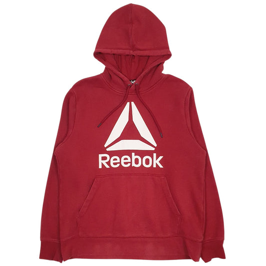 Mens Red Reebok Spellout Hoodie Jumper