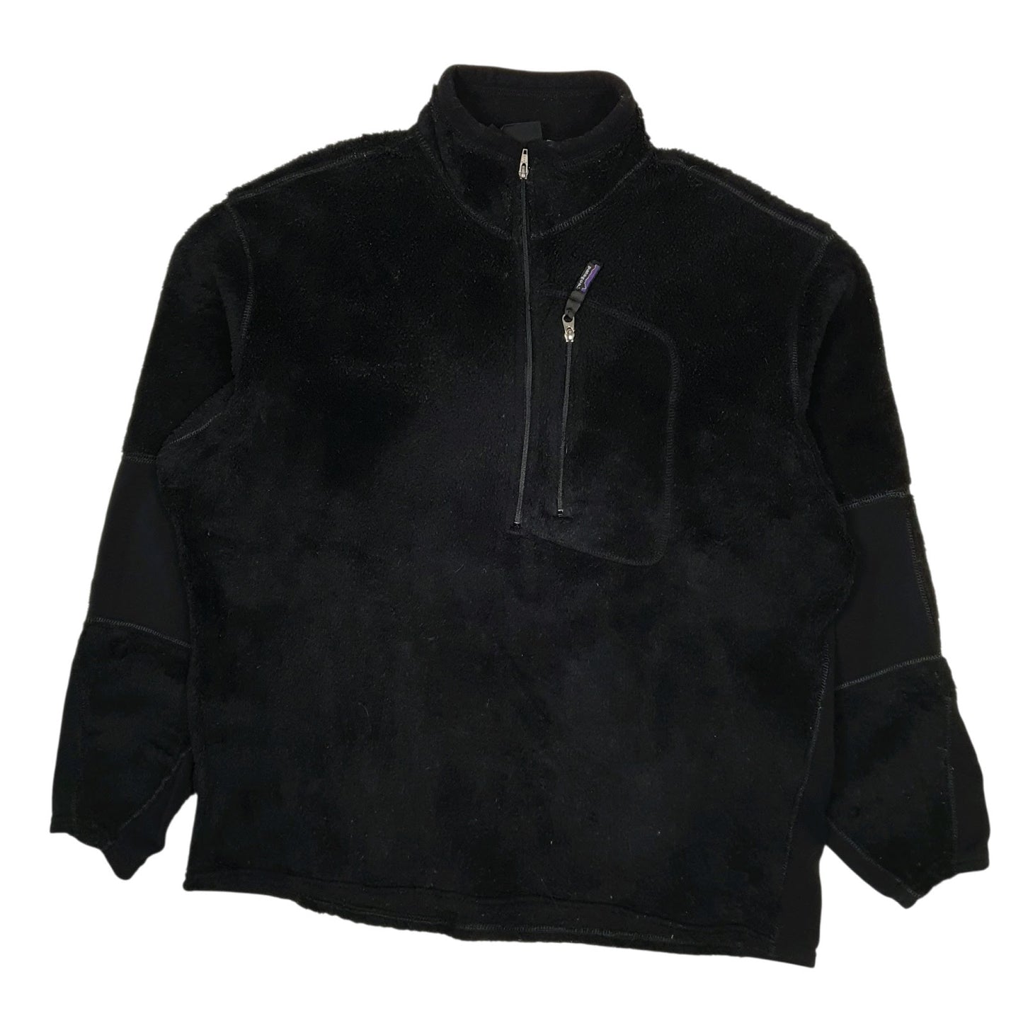 Mens Black Patagonia R2 Levitator Vintage 90s 00s Made In USA Quarter Zip Jumper