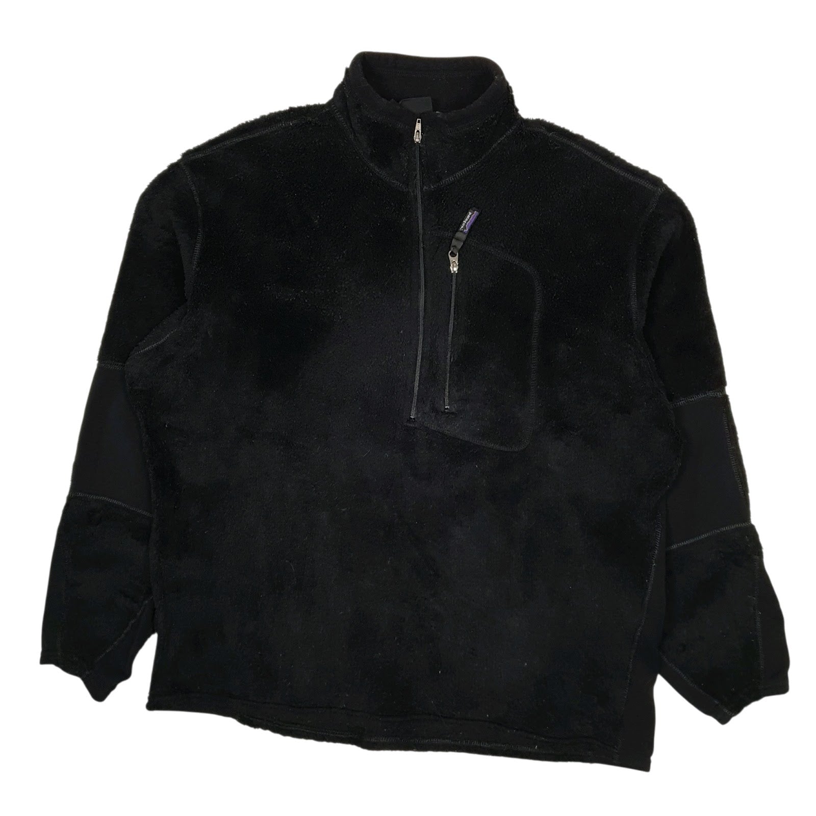 Mens Black Patagonia R2 Levitator Vintage 90s 00s Made In USA Quarter Zip Jumper