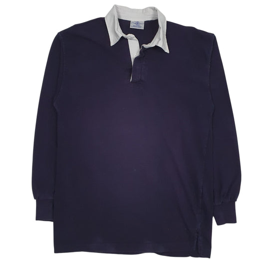 Mens Navy Front Row Rugby Long Sleeve Polo Shirt