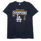 Mens Black Gildan MLB Los Angeles Dodgers World Series Champions Short Sleeve T Shirt