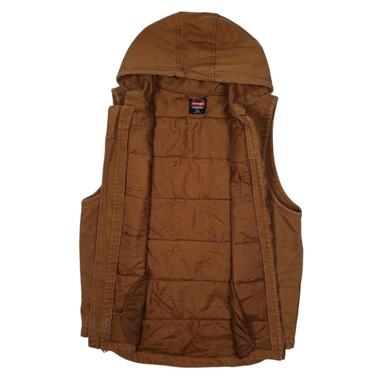 Mens Brown Wrangler Workwear Hoodie Vest Bodywarmer Hoodie Coat
