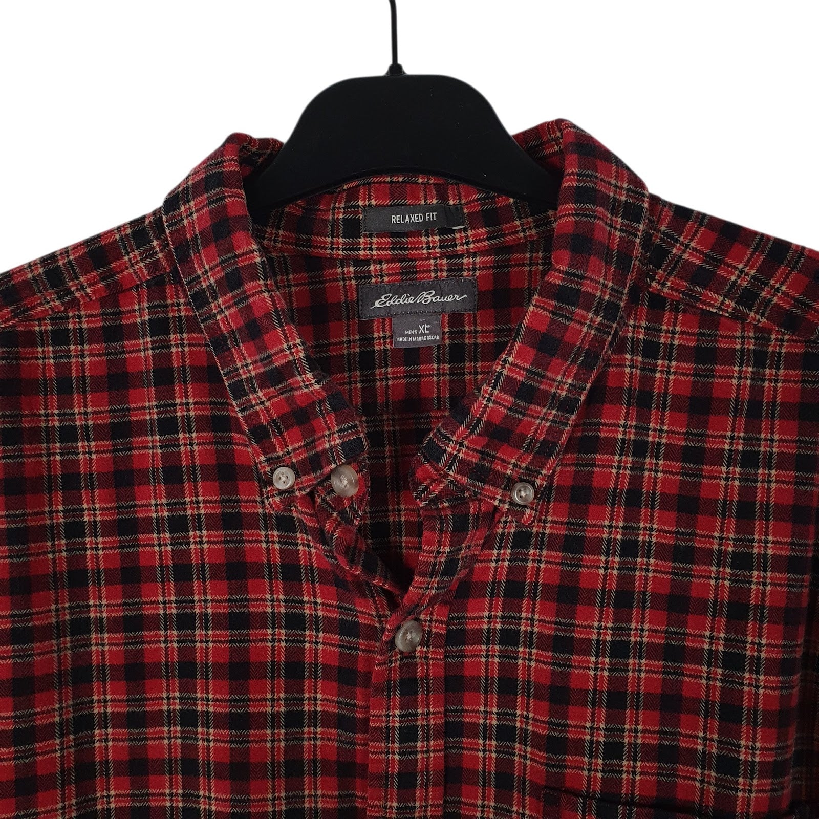Mens Red Eddie Bauer Thick Flannel  Shirt
