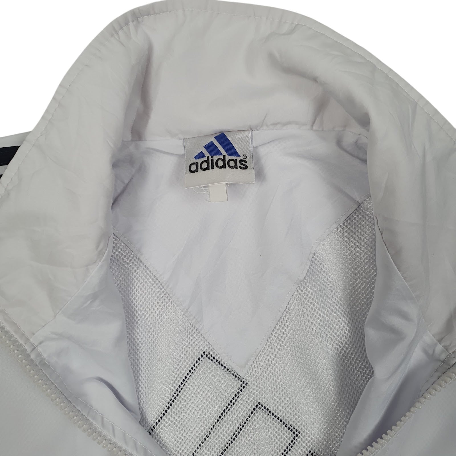 Mens White Adidas Vintage 90s Crewneck Coat