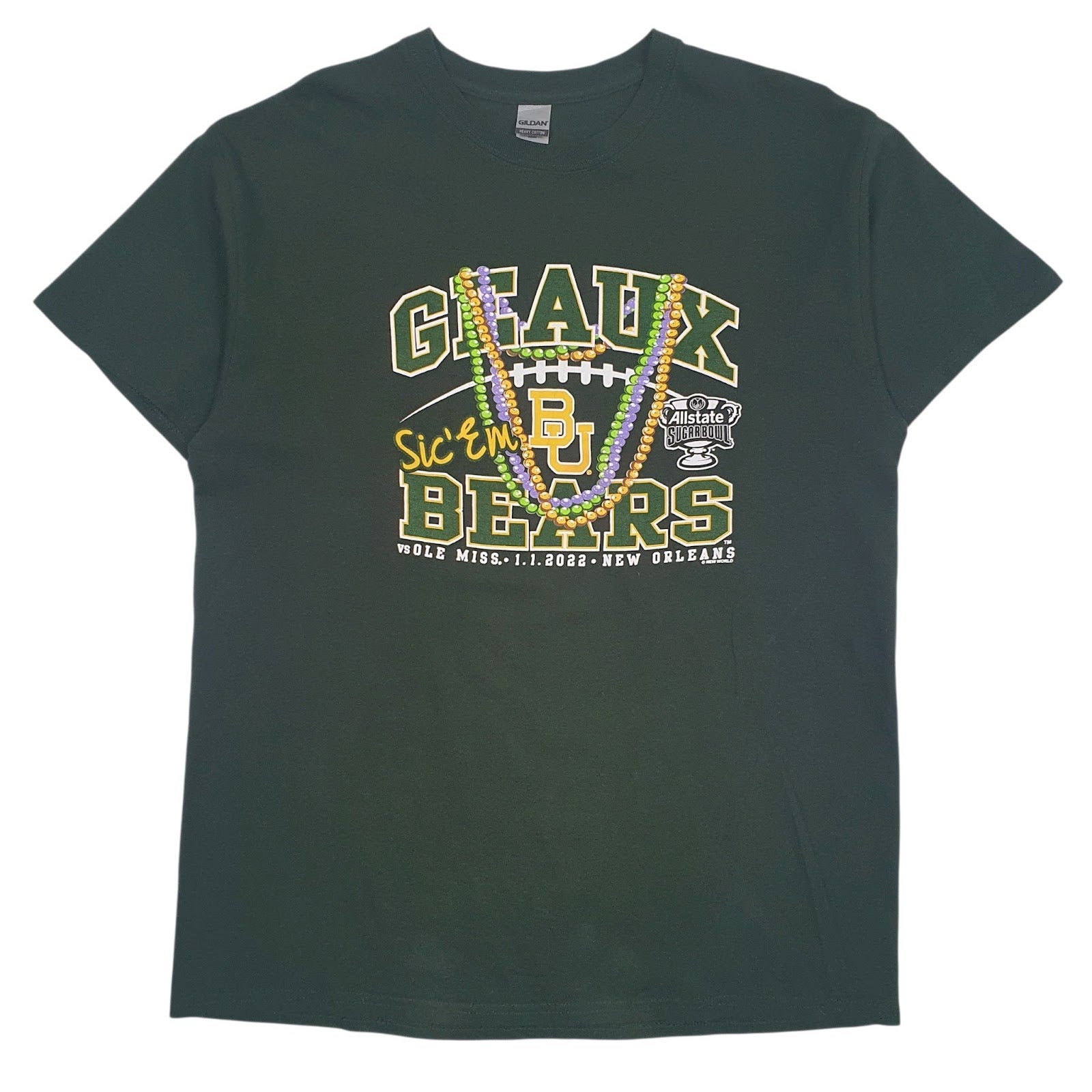 Mens Green Gildan Geaux Bears Short Sleeve T Shirt