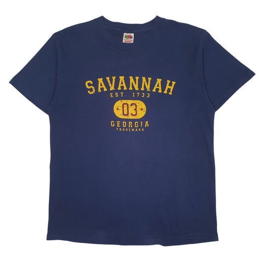 Mens Navy Fruit Of The Loom Savannah Short Sleeve T Shirt