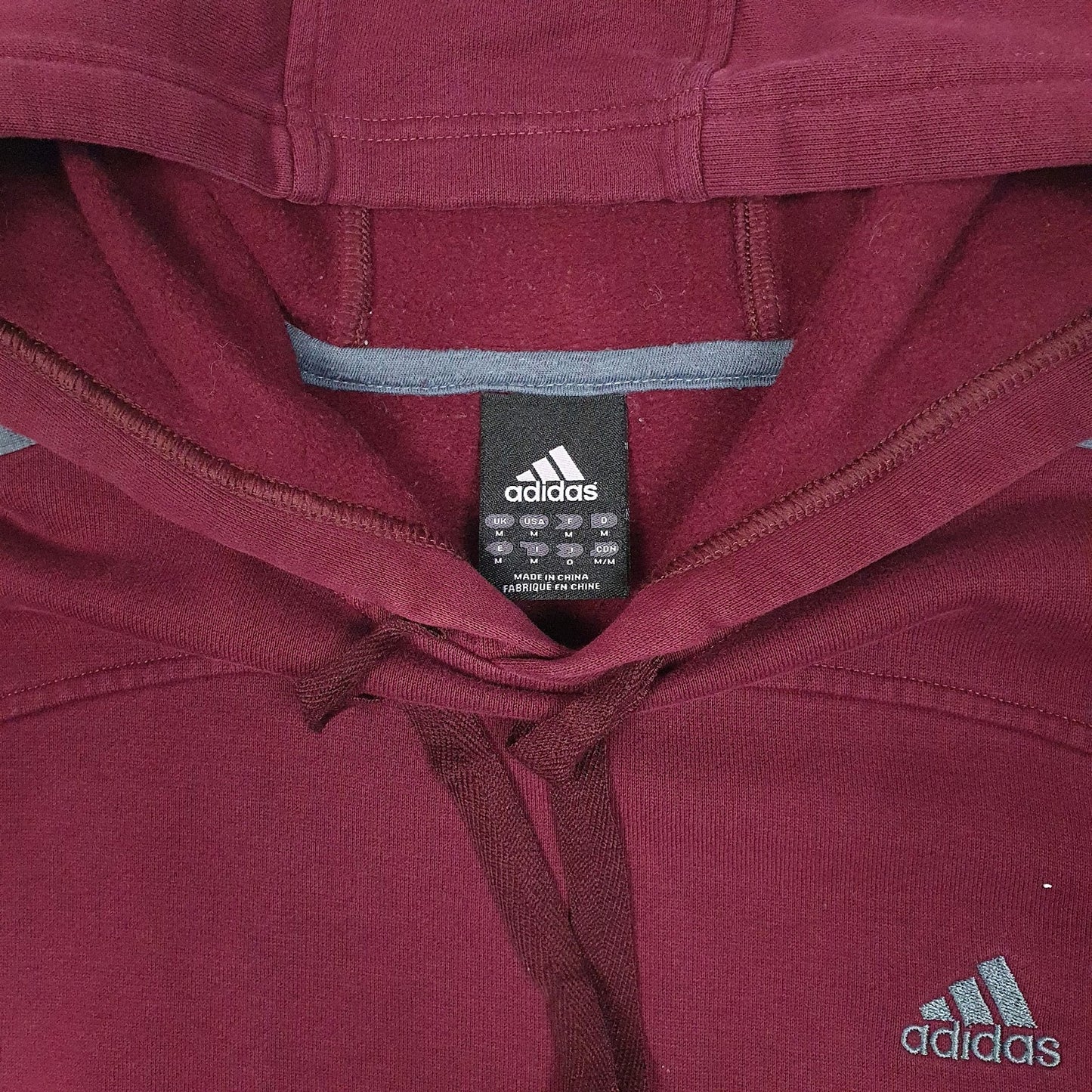 Mens Burgundy Adidas  Hoodie Jumper