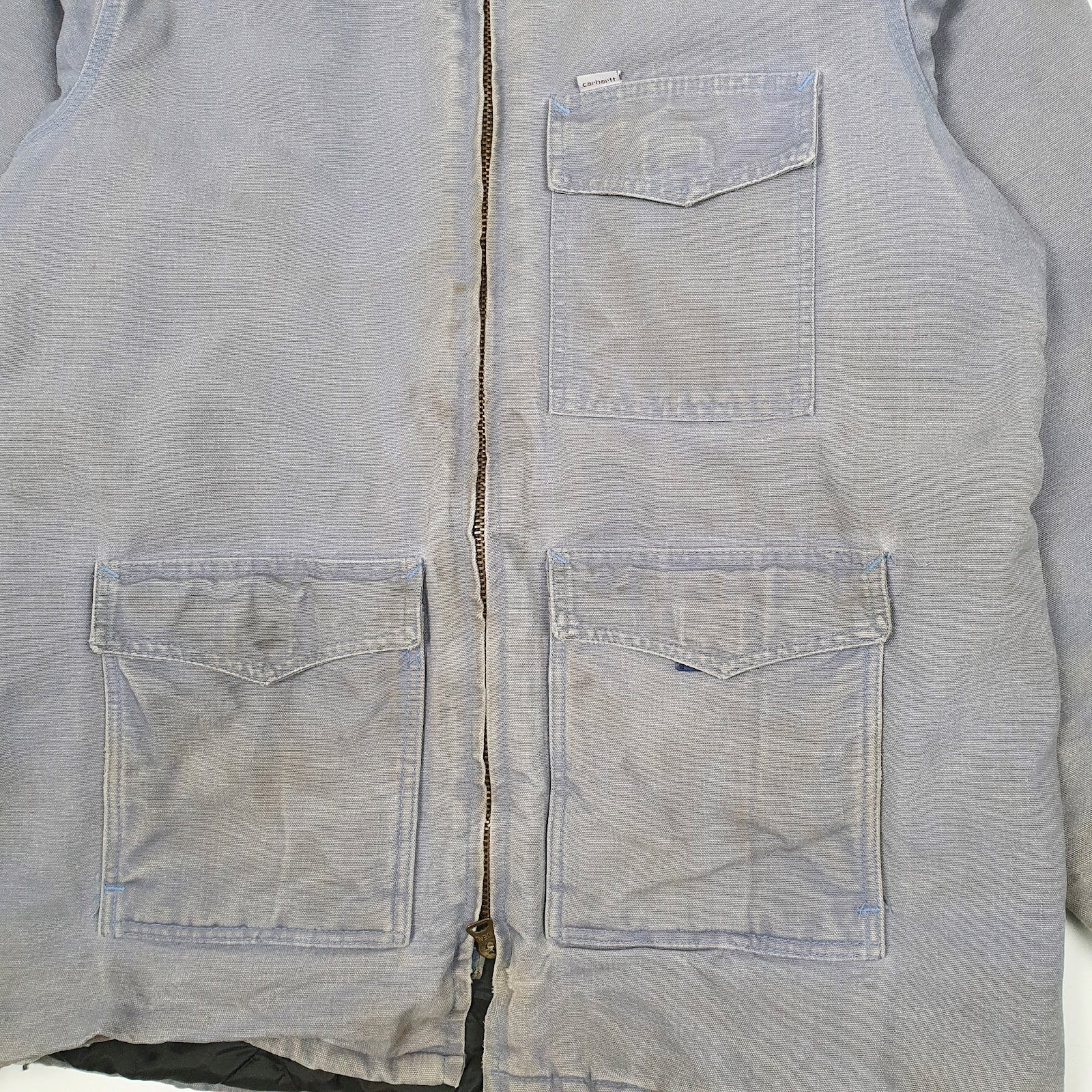 Mens Blue Carharrt Field Chore Workwear Full Zip Coat