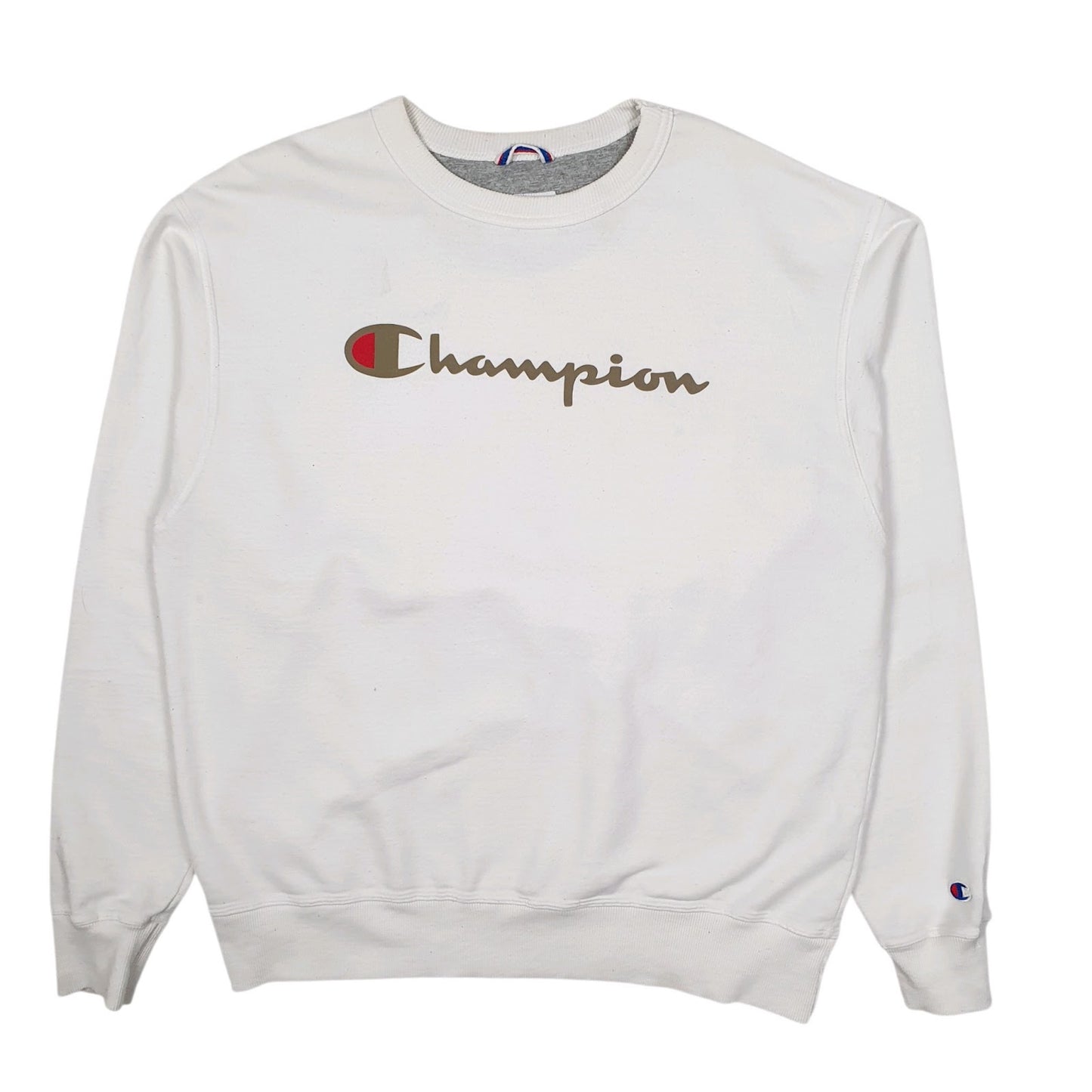 Mens White Champion  Crewneck Jumper