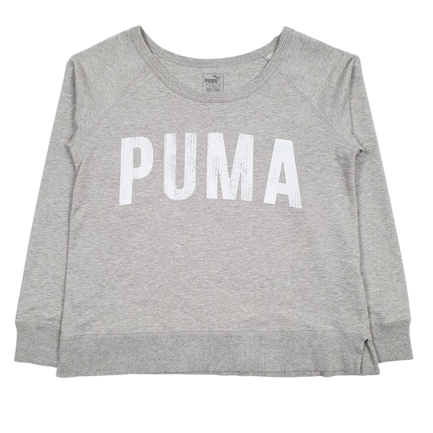 Womens Grey Puma Spellout Crewneck Jumper