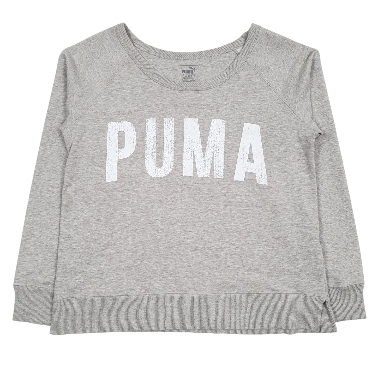 Womens Grey Puma Spellout Crewneck Jumper