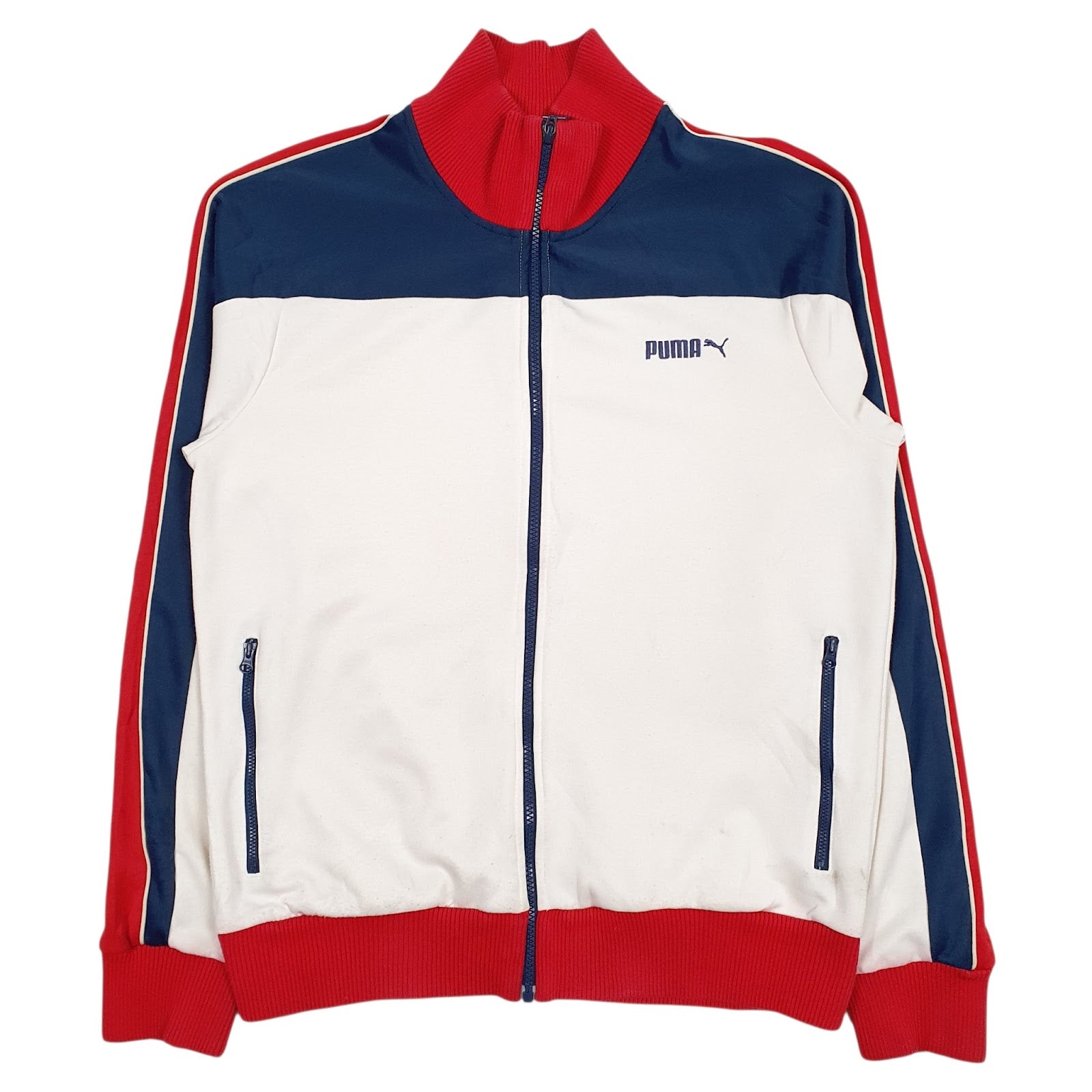 Mens White Puma  Full Zip Jumper