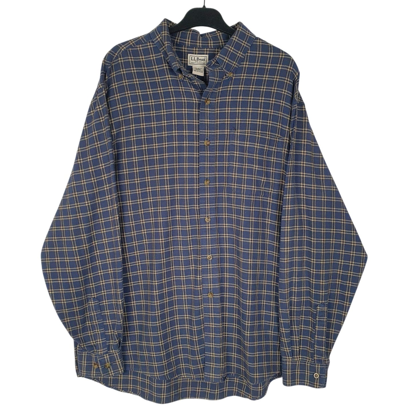 Mens Blue L.L.Bean Flannel Long Sleeve Shirt
