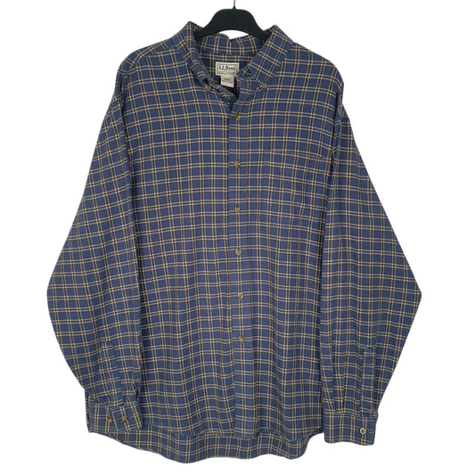 Mens Blue L.L.Bean Flannel Long Sleeve Shirt