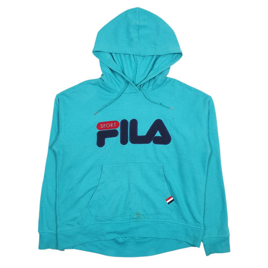 Womens Blue Fila Spellout Hoodie Jumper