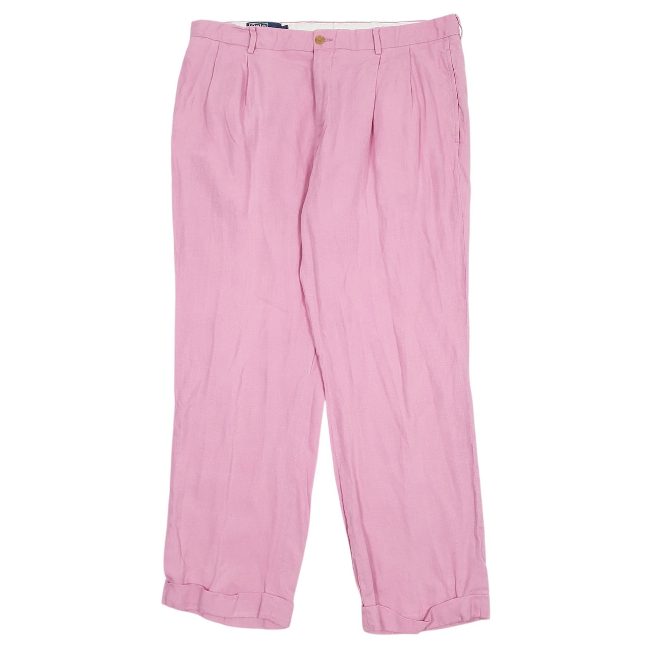 Mens Pink Polo Ralph Lauren Made In Italy Pleated Chino Trousers