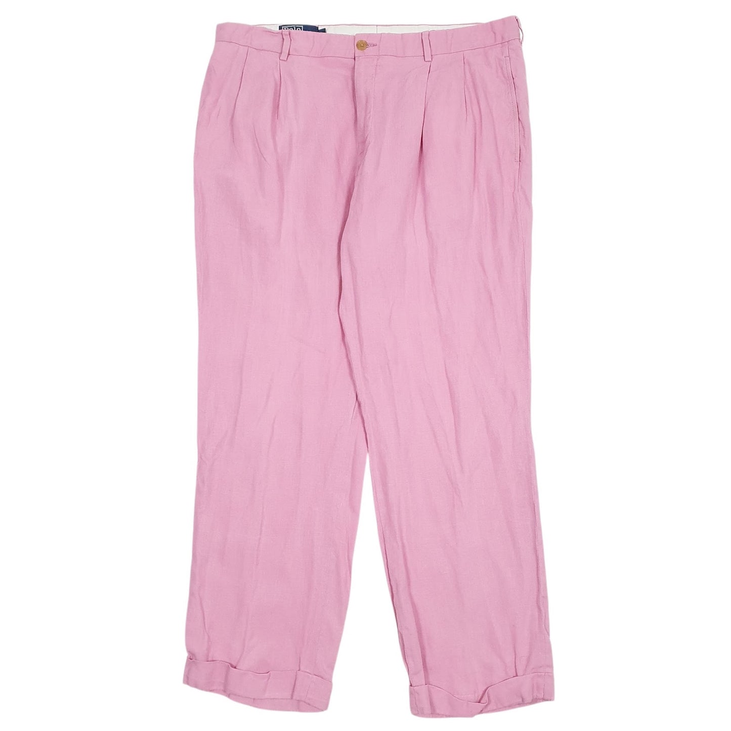 Mens Pink Polo Ralph Lauren Made In Italy Pleated Chino Trousers