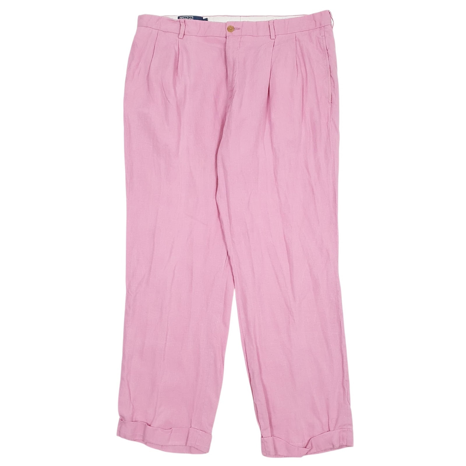 Mens Pink Polo Ralph Lauren Made In Italy Pleated Chino Trousers
