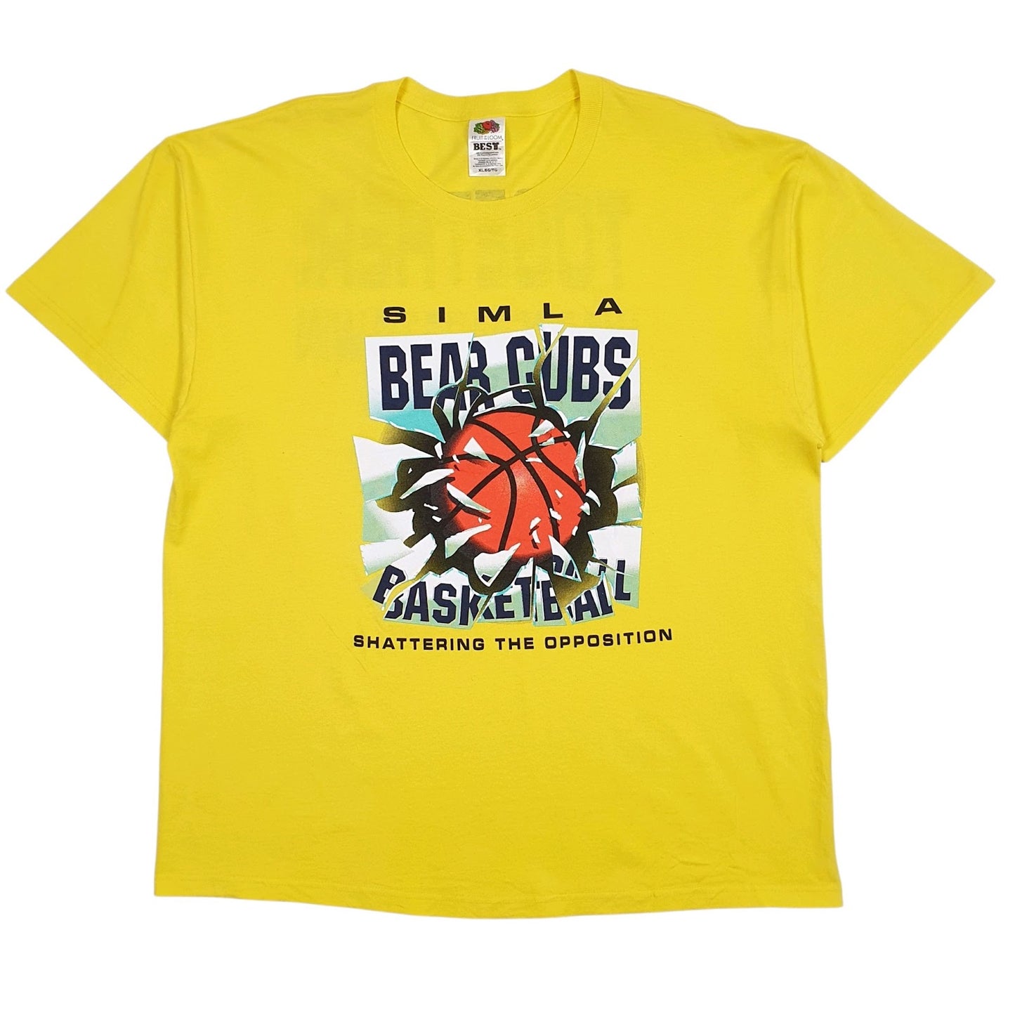 Mens Yellow Fruit Of The Loom Simla Bear Cubs Basketball Short Sleeve T Shirt