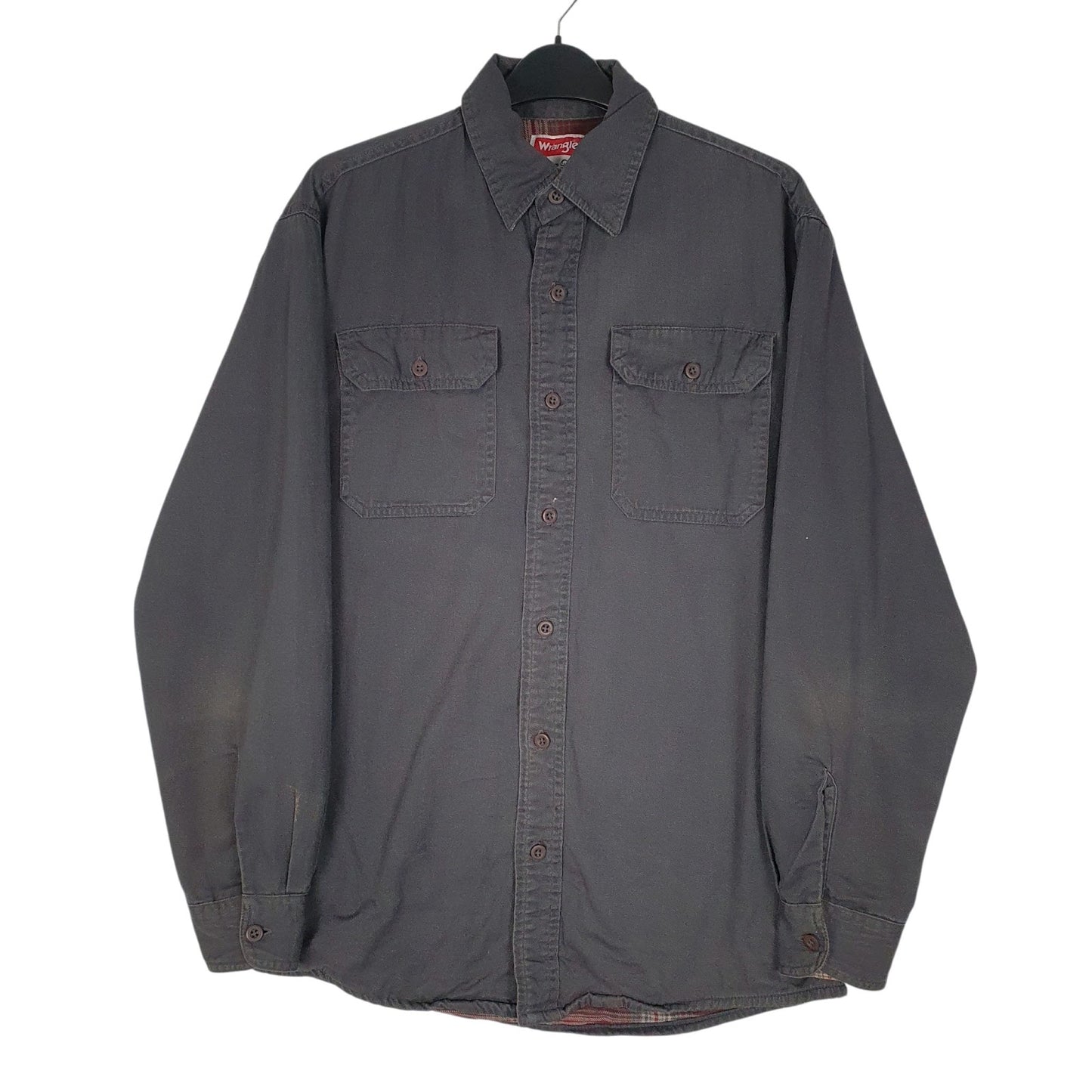 Mens Grey Wrangler Blanket Lined Long Sleeve Shirt