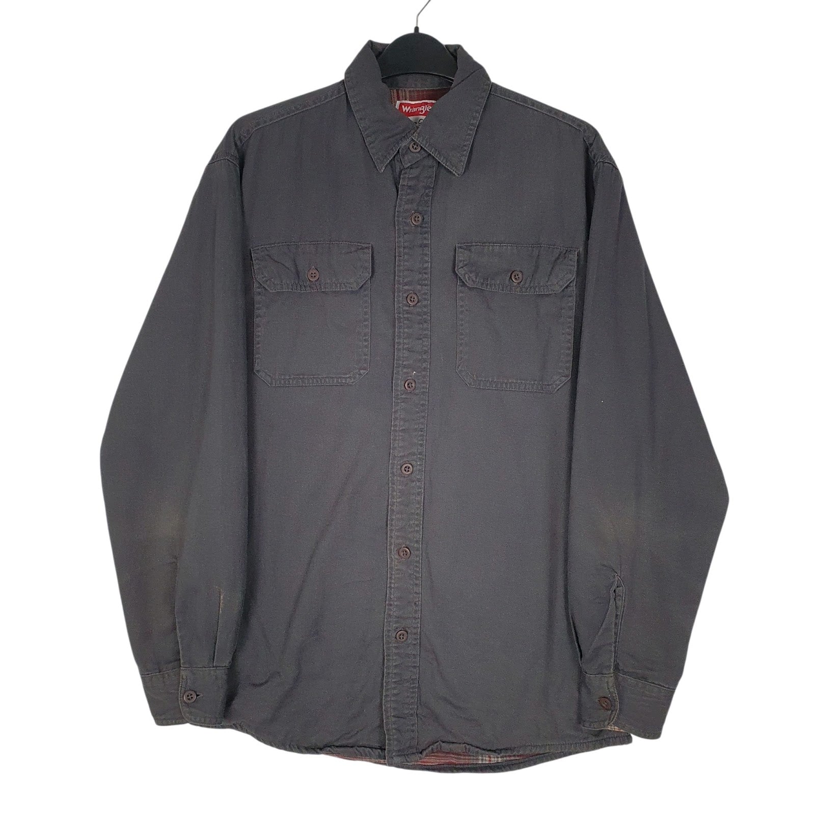 Mens Grey Wrangler Blanket Lined Long Sleeve Shirt