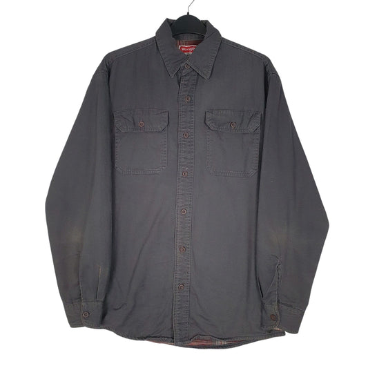 Mens Grey Wrangler Blanket Lined Long Sleeve Shirt