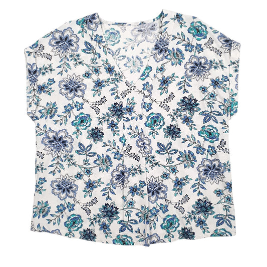 Womens Blue Bonmarche Floral Blouse Short Sleeve T Shirt