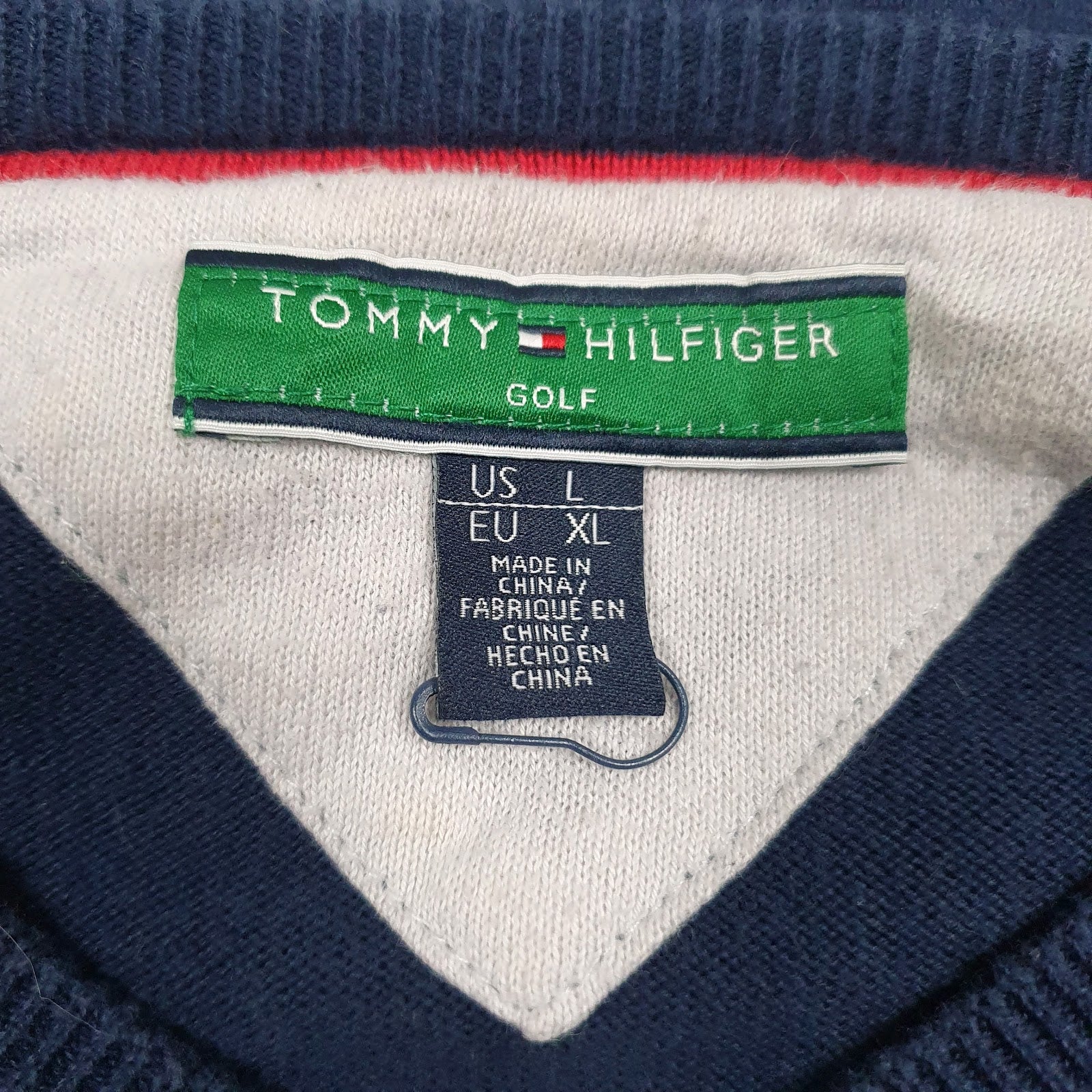 Mens Navy Tommy Hilfiger Golf Lightweight V Neck Jumper