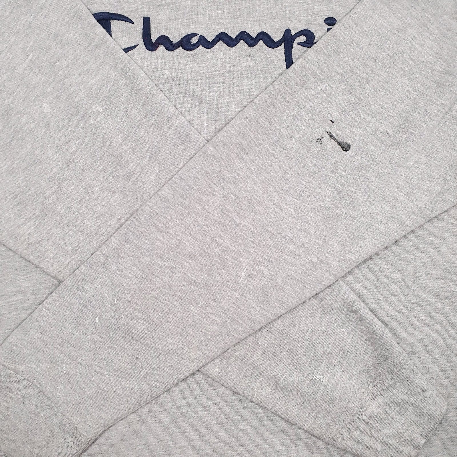 Mens Grey Champion Spellout Crewneck Jumper