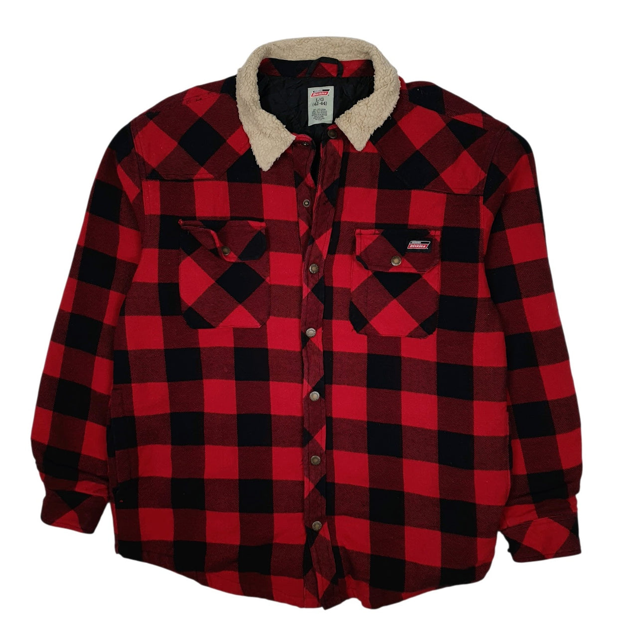 Mens Red Dickies Quilt Lined Padded Plaid Windbreaker Workwear Vest Coat