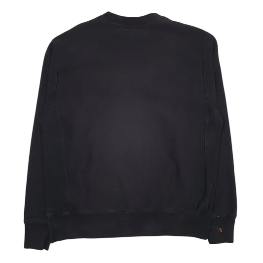 Mens Black Champion Reverse Weave Spellout Embroidered Crewneck Jumper