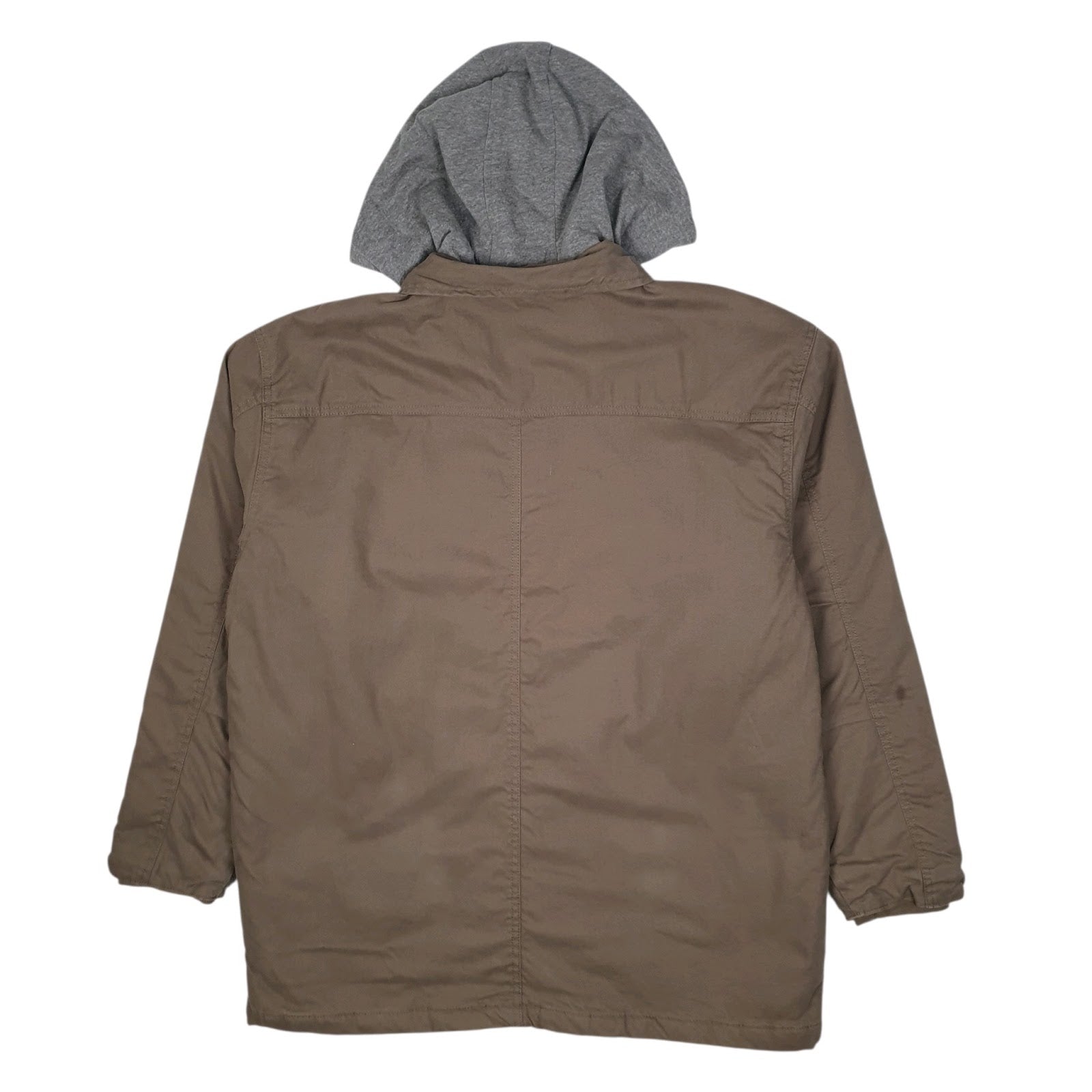 Mens Brown Wrangler Chore Windbreaker Hoodie Padded  Coat