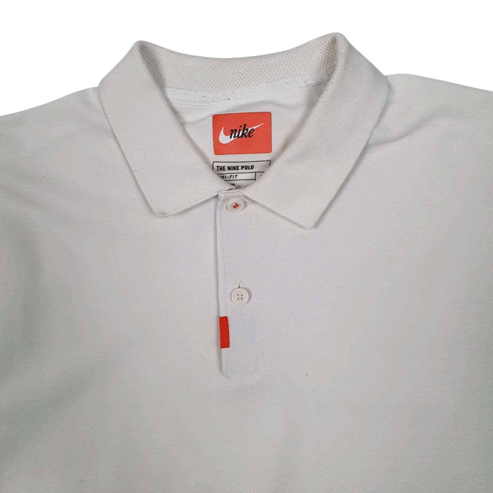 Mens White Nike Dri Fit Cardigan Polo Shirt