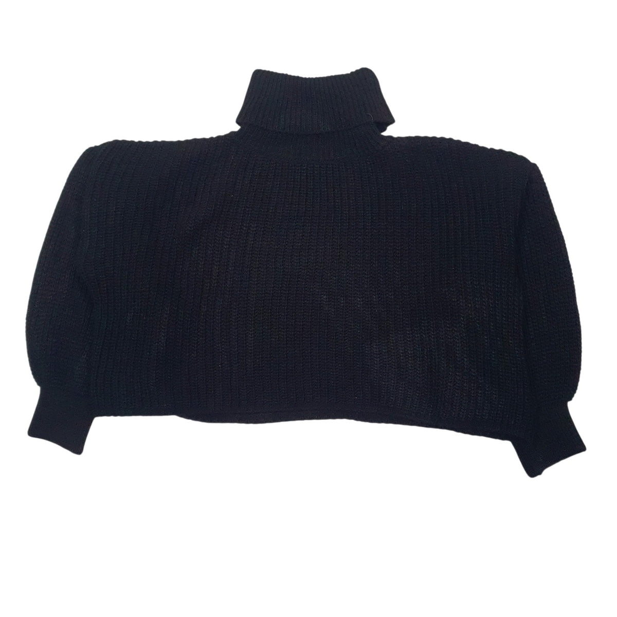 Womens Black Unbranded Knit Cropped Oversized Turtle Neck Jumper