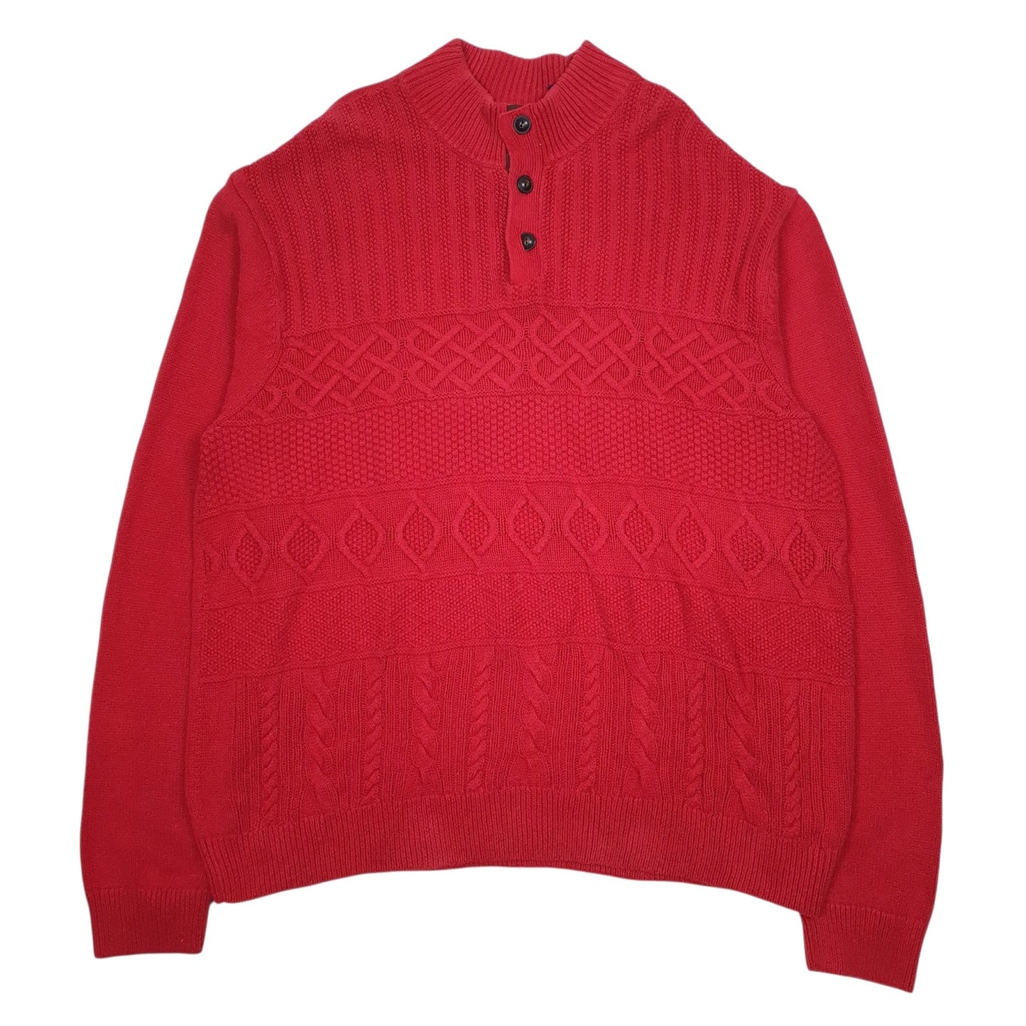 Mens Red Chaps Knit Quarter Zip Jumper
