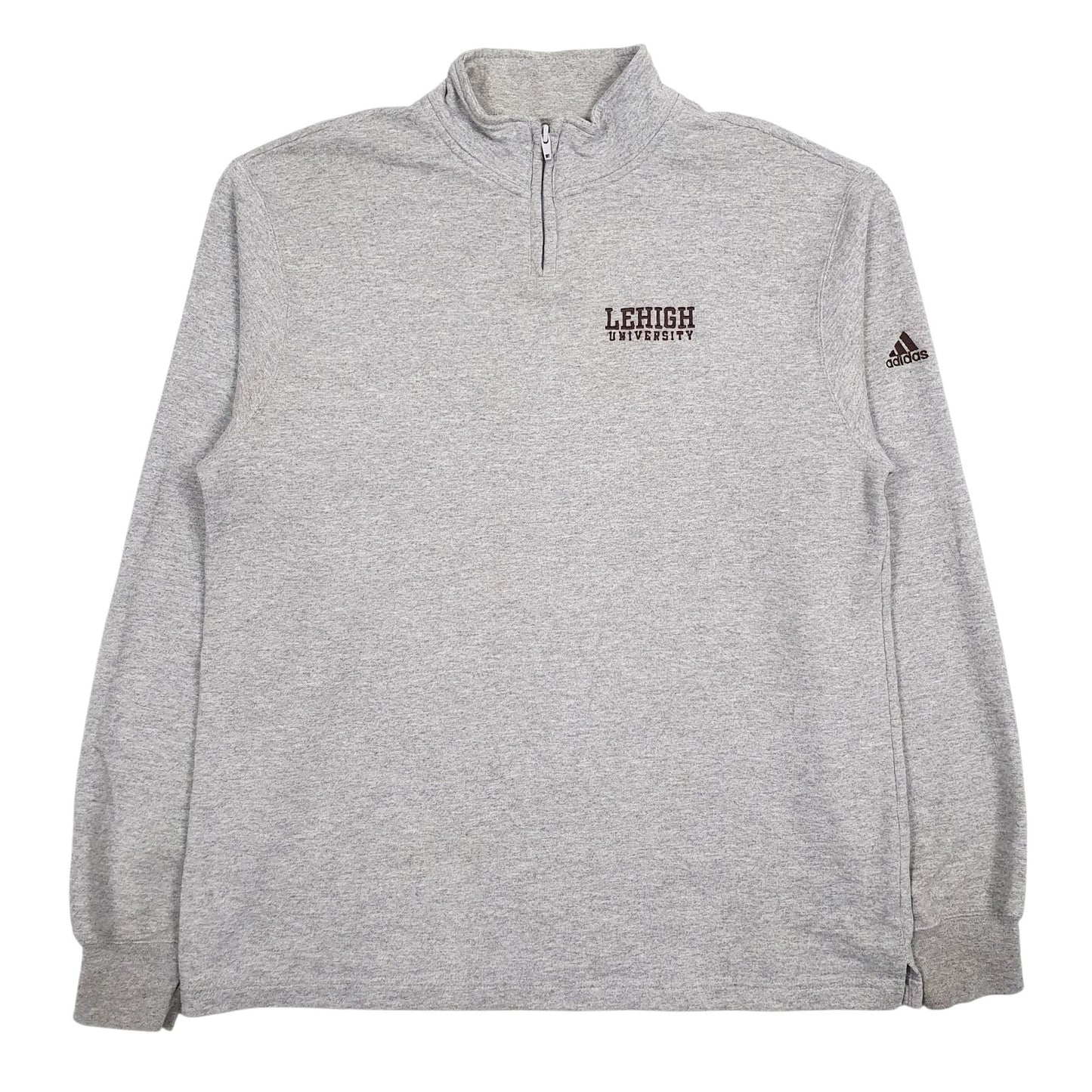 Mens Grey Adidas Lehigh University Quarter Zip Jumper