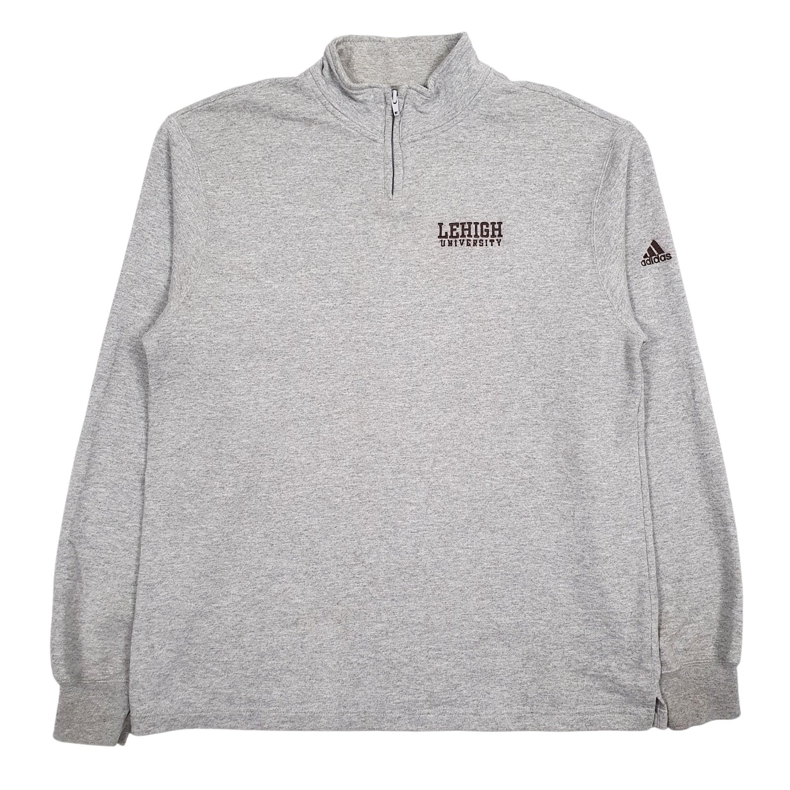 Mens Grey Adidas Lehigh University Quarter Zip Jumper