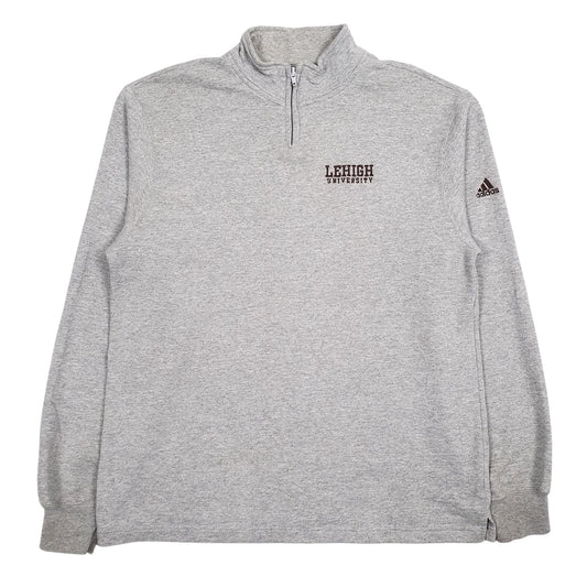 Mens Grey Adidas Lehigh University Quarter Zip Jumper