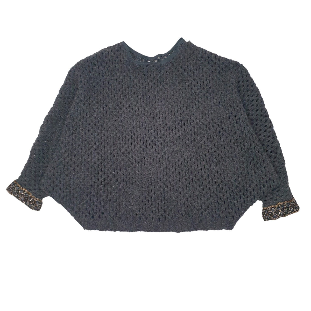 Womens Grey Unbranded Knit Poncho Crewneck Jumper