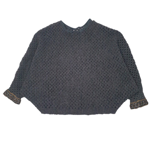 Womens Grey Unbranded Knit Poncho Crewneck Jumper