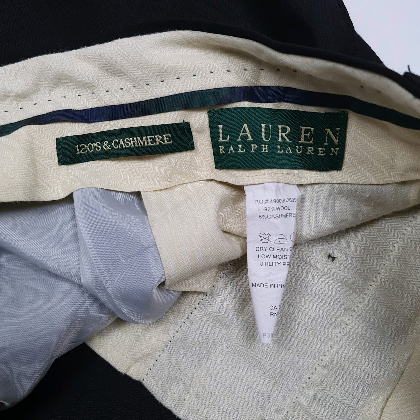 Mens Black Ralph Lauren Double Pleated  Trousers