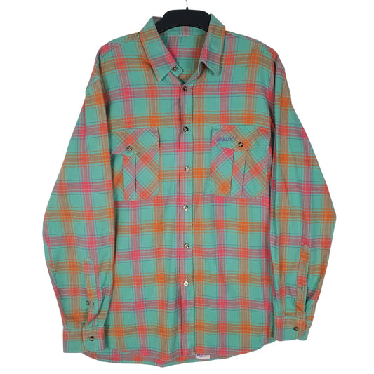 Mens Green Bailo Flannel Made In Italy Long Sleeve Shirt