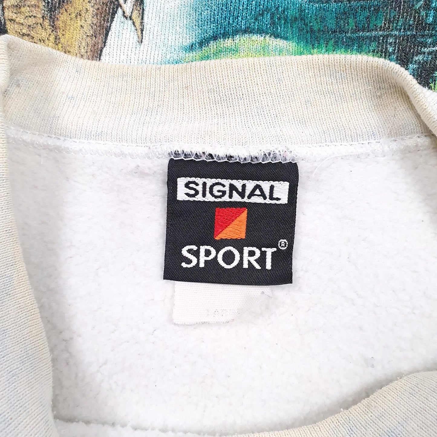 Mens Grey Signal Sport Graphic Vintage 90s Made In USA Crewneck Jumper