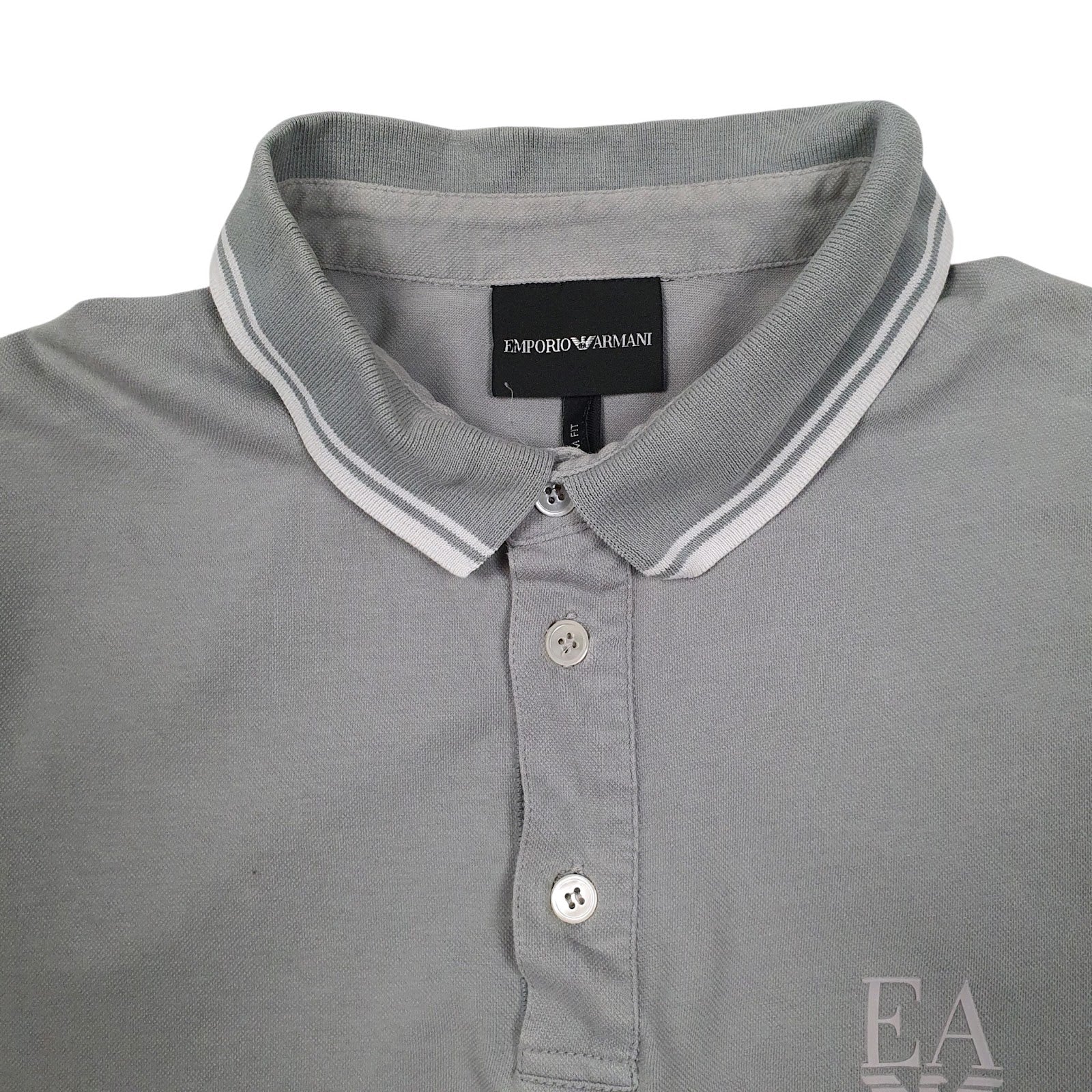 Mens Grey Emporio Armani Slim Fit  Polo Shirt