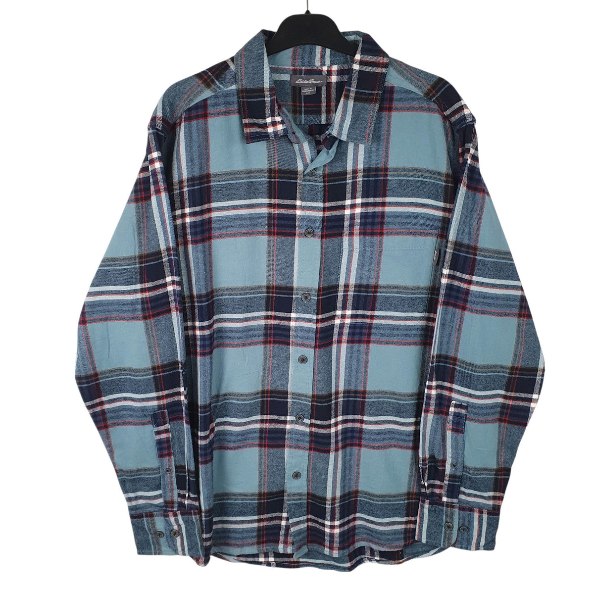 Mens Blue Eddie Bauer Flannel Long Sleeve Shirt