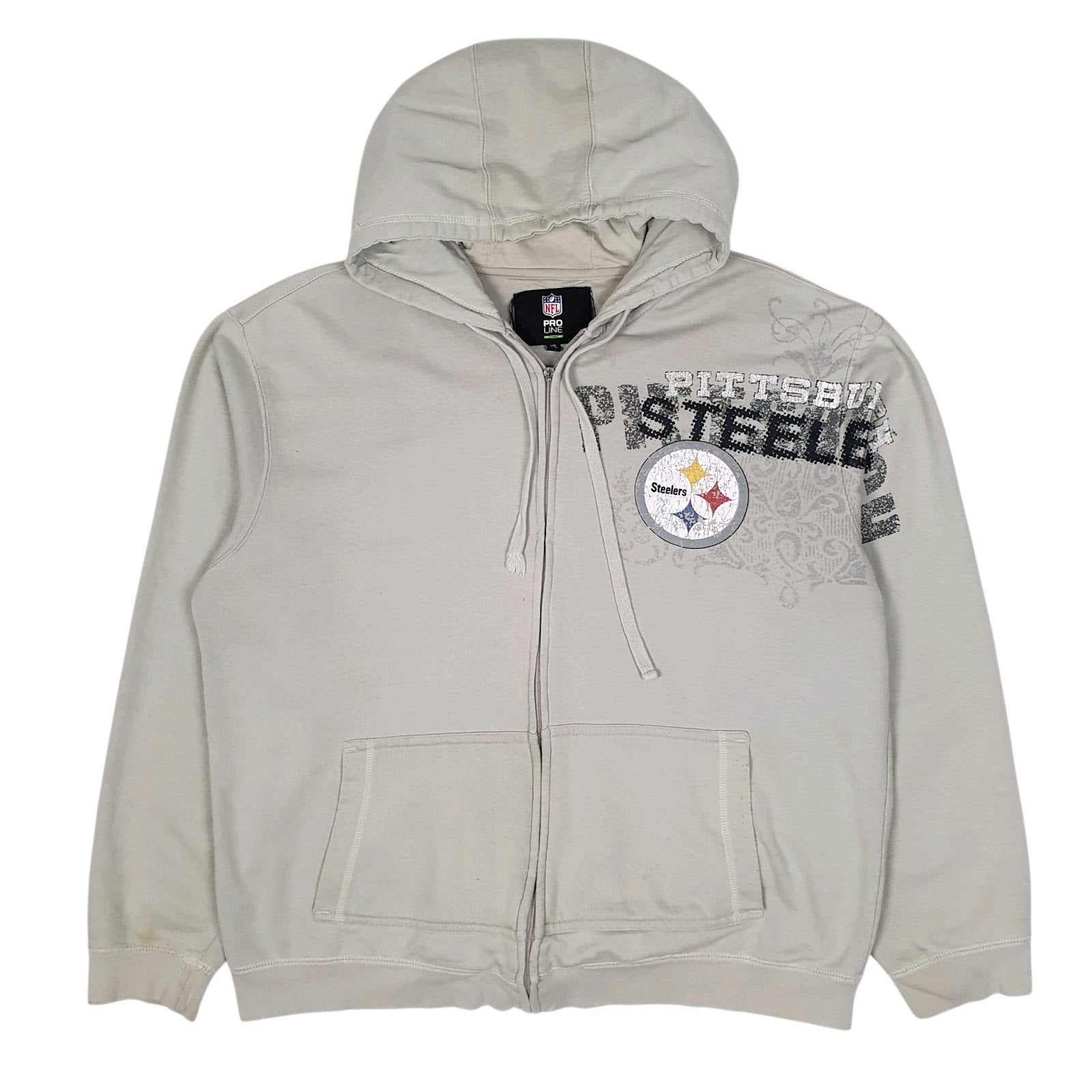 Mens Grey NFL Pittsburgh Steelers Full Zip Jumper